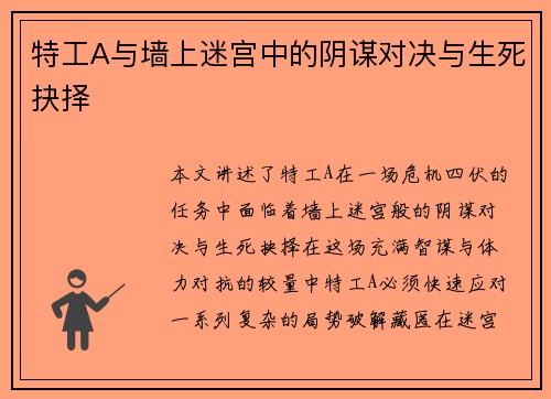 特工A与墙上迷宫中的阴谋对决与生死抉择